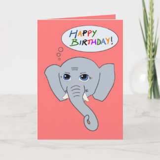 Tarjeta de cumpleaños Elephant Happy (Rosa)