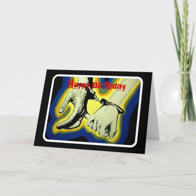 Tarjeta de cumpleaños "Ella muerde su labio" (Anverso)