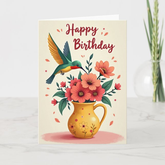 Tarjeta de cumpleaños Emerald Bird alegre (Anverso)