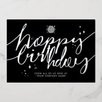 Tarjeta de cumpleaños empresarial con letra a mano