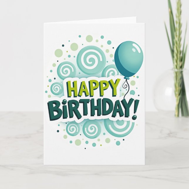 Tarjeta de cumpleaños en 3D alegre (Anverso)