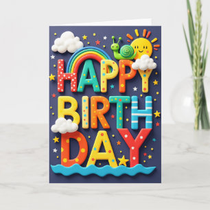 Tarjeta de cumpleaños en 3D jubilosa