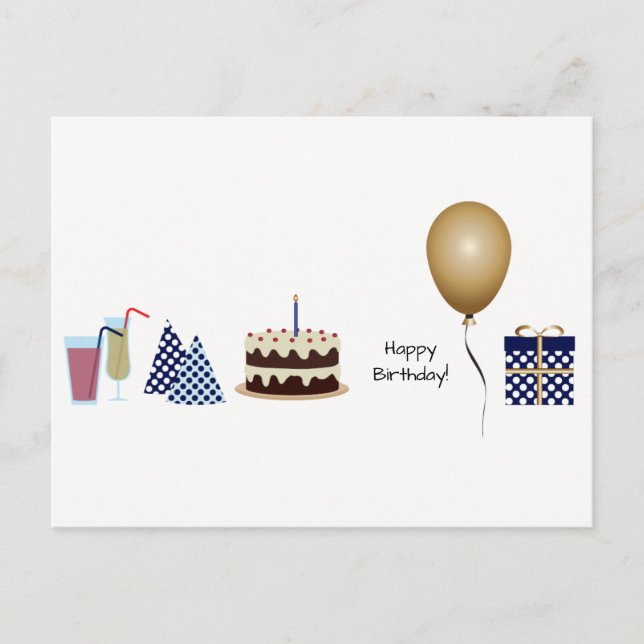 Tarjeta de cumpleaños - en azul marino (Anverso)