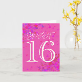 Tarjeta de cumpleaños en blanco Sweet 16 rosa
