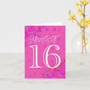 Tarjeta de cumpleaños en blanco Sweet 16 rosa