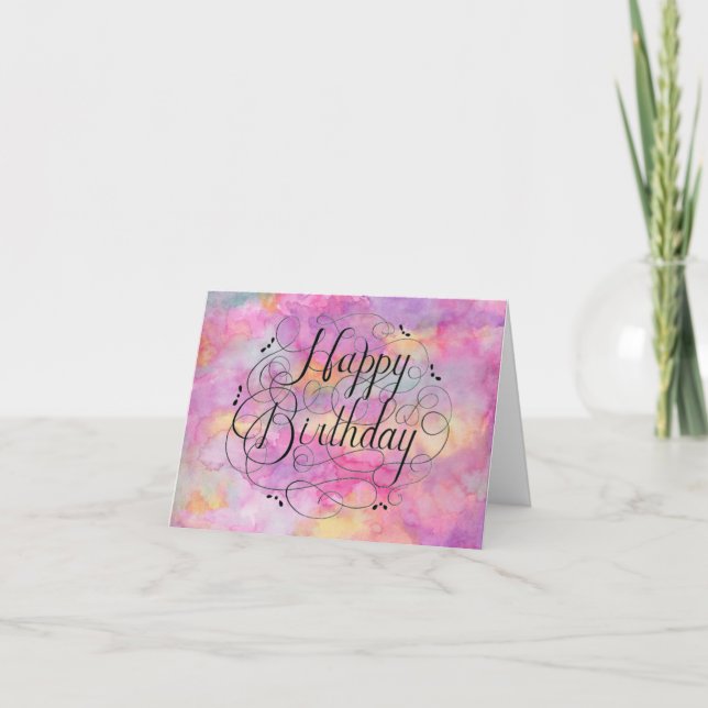 Tarjeta de cumpleaños en colores pastel hermosa de (Anverso)