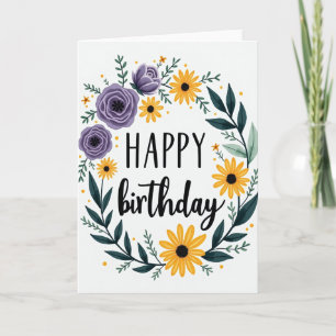 Tarjeta de cumpleaños en letra cursiva elegante