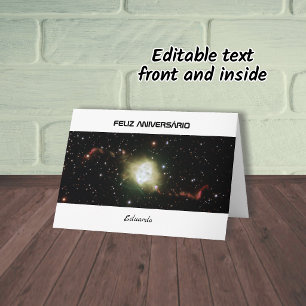 tarjeta de cumpleaños en portugués texto astronomí