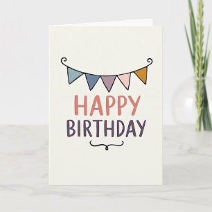 Tarjeta de cumpleaños encantadora con banderines