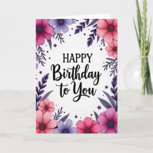 Tarjeta de cumpleaños encantadora de color fucsia