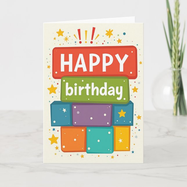 Tarjeta de cumpleaños Energetic Stars (Anverso)
