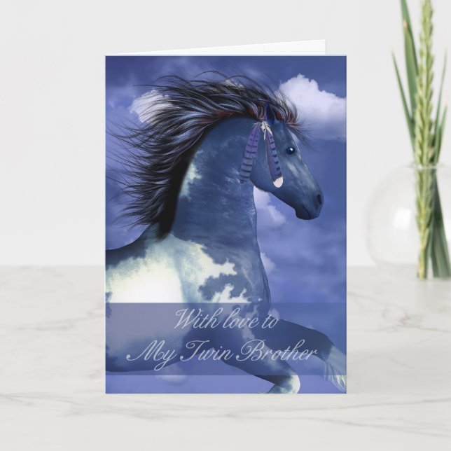 Tarjeta de cumpleaños Equine Twin Brother (Anverso)