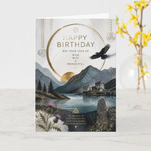 Tarjeta de cumpleaños escocesa del castillo del cu