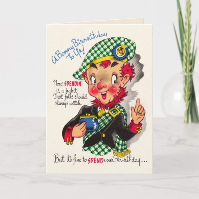 Tarjeta de cumpleaños escocesa divertida (Anverso)
