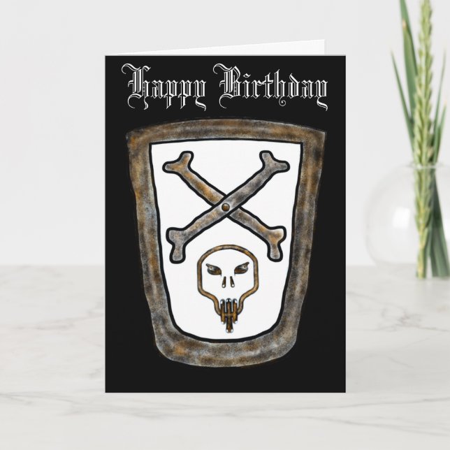 Tarjeta de cumpleaños Escudo metalizado (Anverso)