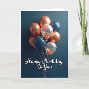 Tarjeta de cumpleaños esfera azul elegante