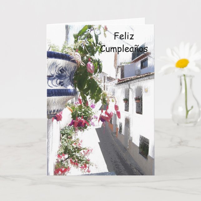 Tarjeta de cumpleaños española floral (Planta pequeña)