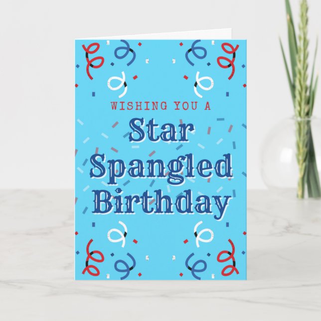 Tarjeta de cumpleaños española Star del 4 de julio (Anverso)