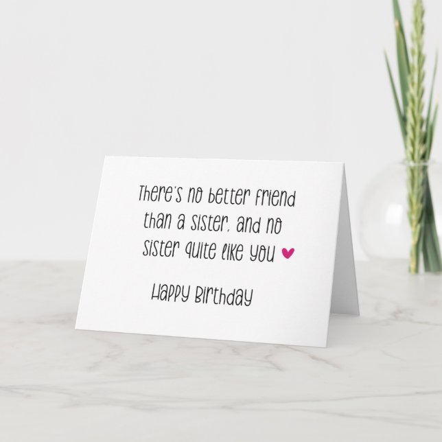 Tarjeta de cumpleaños especial de la hermana (Anverso)