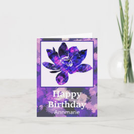 Tarjeta de cumpleaños espiritual Purple Lotus Flow