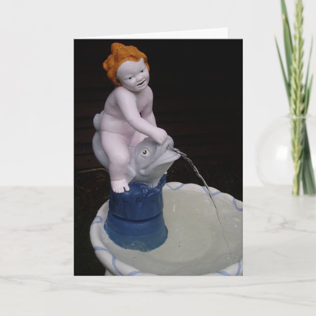Tarjeta de cumpleaños "Estatua de la Fuente: Agua  (Anverso)