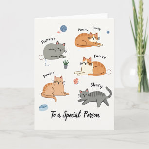Tarjeta de cumpleaños estilizada de gatos