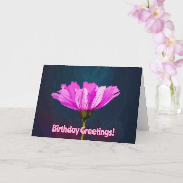 Tarjeta de cumpleaños estilo arte pop de flor rosa (Orquídea)