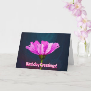 Tarjeta de cumpleaños estilo arte pop de flor rosa