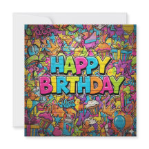 Tarjeta de cumpleaños estilo grafiti