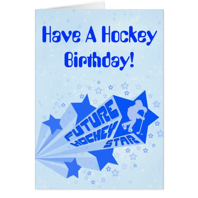 Tarjeta de cumpleaños Estrella de Hockey Futuro (Frente)