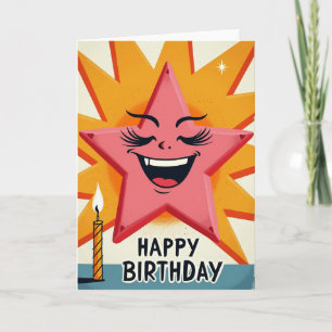 Tarjeta de cumpleaños estrella retro