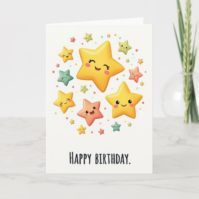 Tarjeta de cumpleaños estrellada alegre (Anverso)