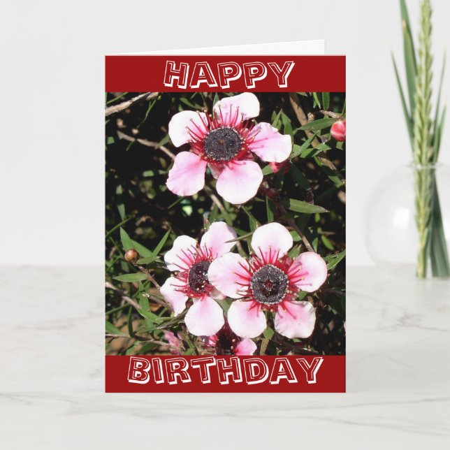 Tarjeta de cumpleaños exótica de las flores (Anverso)