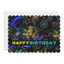 Tarjeta de cumpleaños Explosión exótica de fuegos 