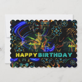 Tarjeta de cumpleaños Explosión exótica de fuegos 