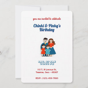 Tarjeta de cumpleaños familiar caprichosa - Minima