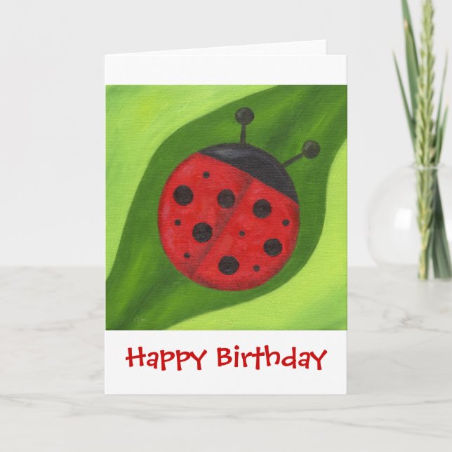 Tarjeta de cumpleaños Fat Red Ladybug (Anverso)