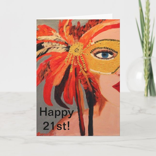 Tarjeta de cumpleaños "feliz 21″ de Sassy Lady (Anverso)