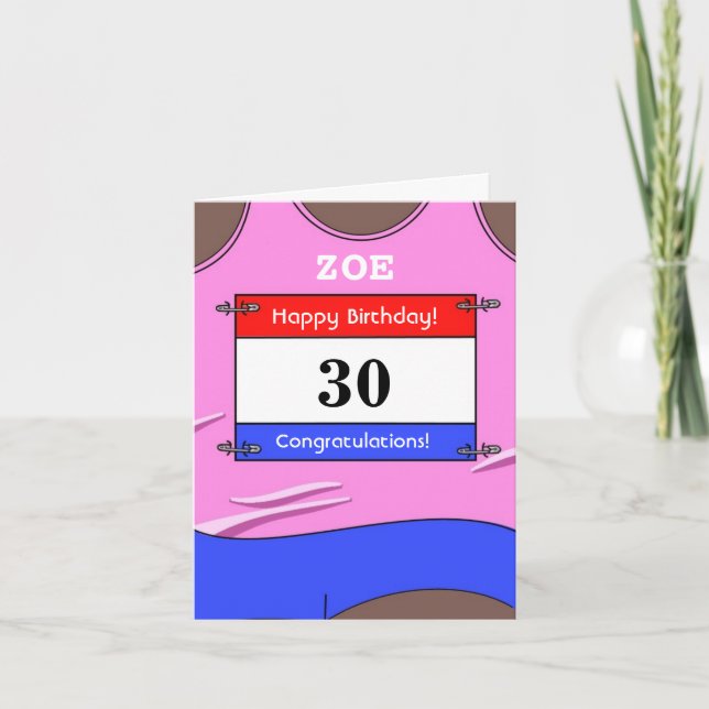 Tarjeta de cumpleaños feliz 30 para un corredor (Anverso)