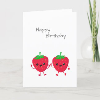 Tarjeta de cumpleaños feliz a amigo de fresas