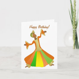 Tarjeta de cumpleaños feliz a bailarina afroameric