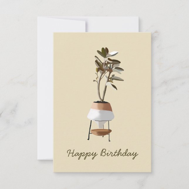 Tarjeta de cumpleaños feliz a la planta de maceta  (Anverso)