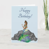 Tarjeta de cumpleaños feliz a la sirena étnica de 