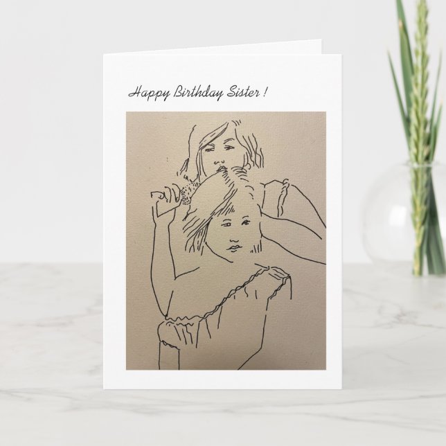 Tarjeta de cumpleaños feliz a las hermanas (Anverso)