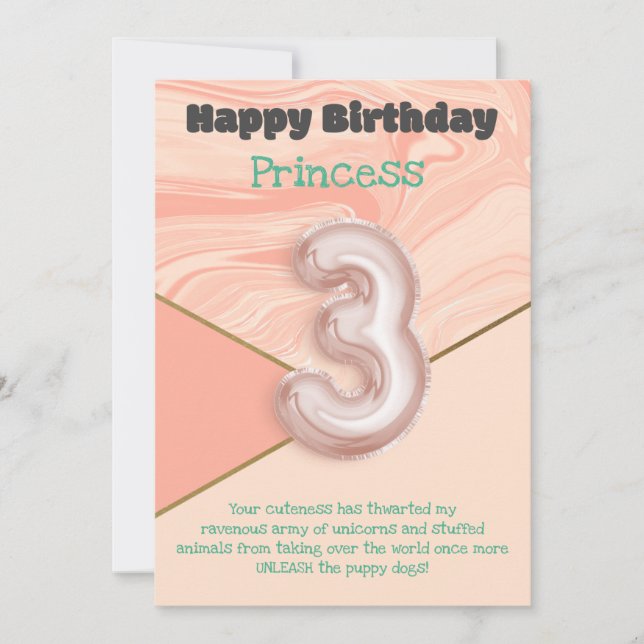 Tarjeta de cumpleaños feliz a los chicas de tres a (Anverso)