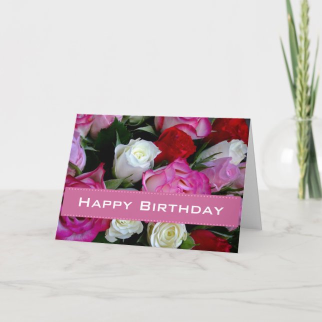 Tarjeta de cumpleaños feliz a los rosas (Anverso)
