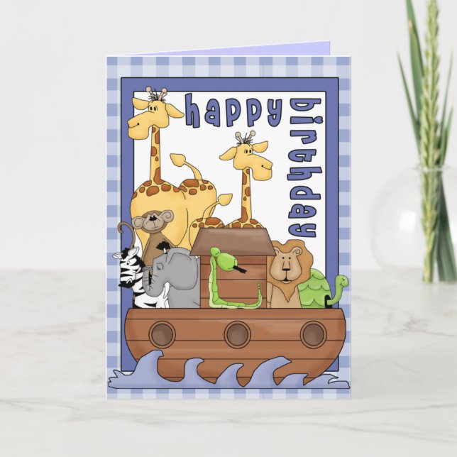 Tarjeta de cumpleaños feliz a Noah's Ark Animals B (Anverso)
