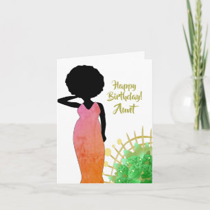 Tarjeta de cumpleaños feliz a tía afroamericana