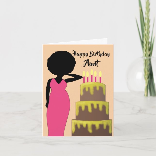 Tarjeta de cumpleaños feliz a tía afroamericana (Anverso)