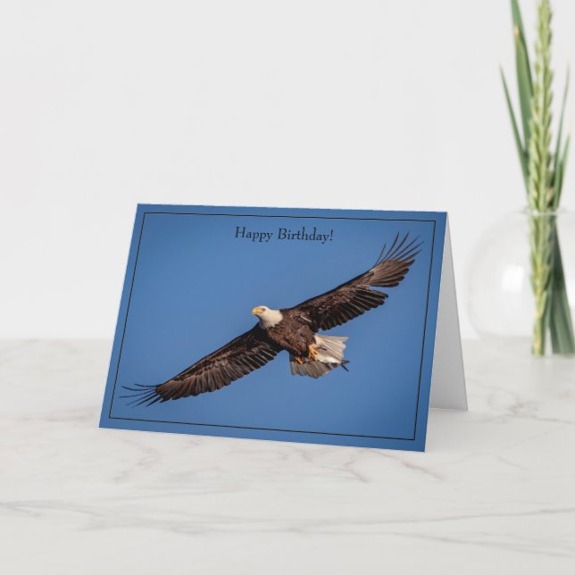 Tarjeta de cumpleaños feliz águila calva (Anverso)